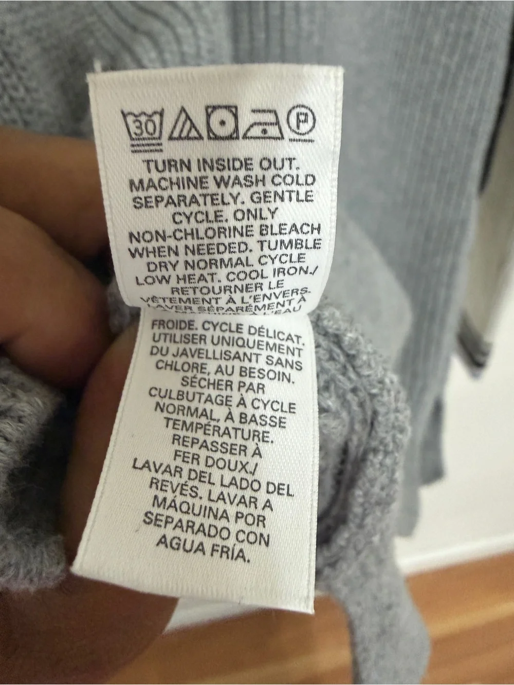 Victoria's Secret Gray, White & Black Rib-Knit Crew Sweater